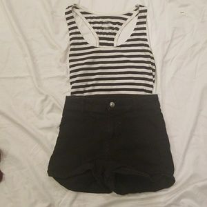 Black and White Striped Racerback Tank